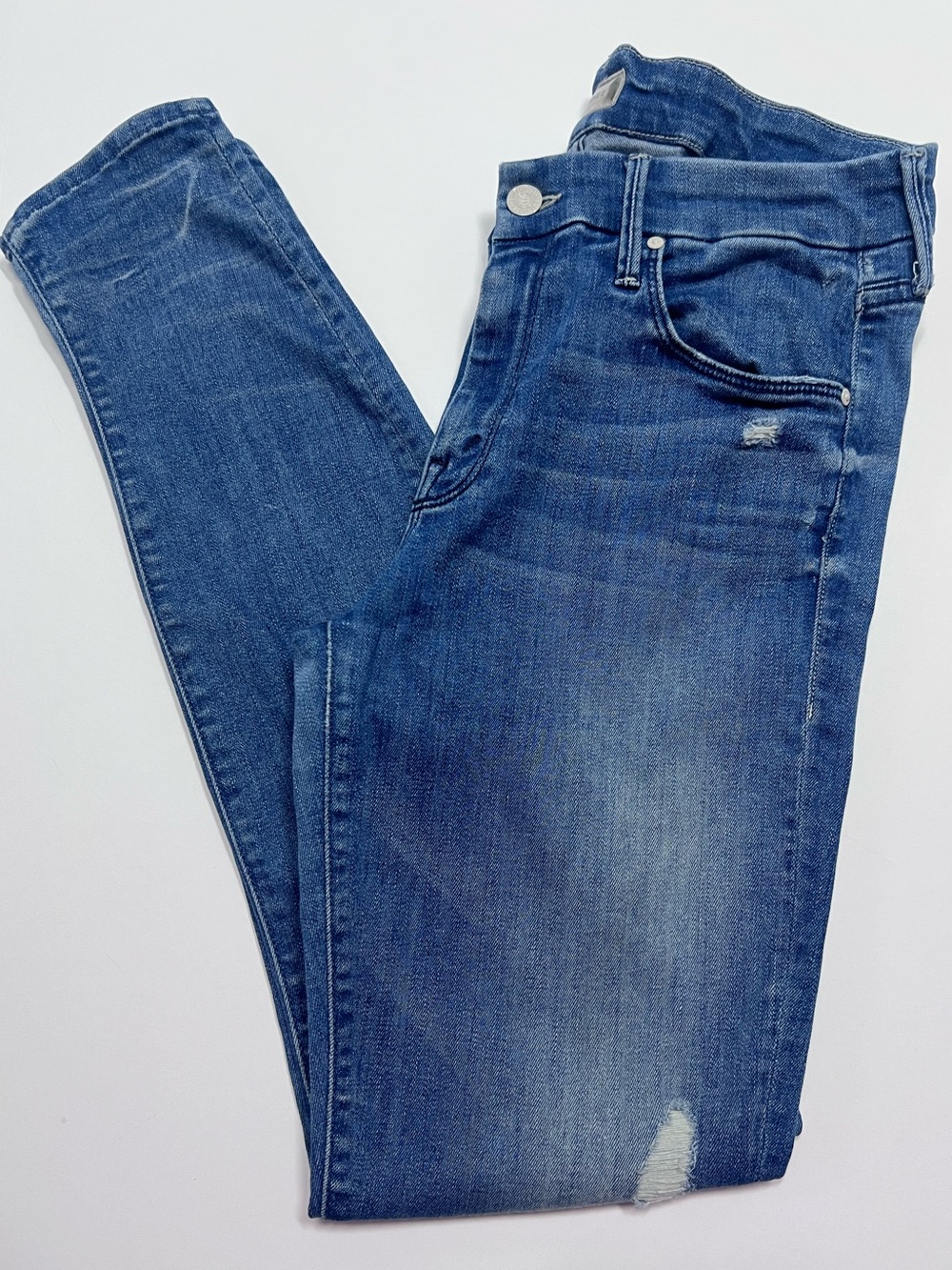 MOTHER The Looker Skinny Jeans Women’s 29 Graffiti Girl Distressed Stretch Denim